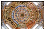 Dome ceiling of mandir is decorated with paintings