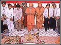 Swamishri performing Bhoomi Pujan