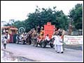 One of the colorful Mahamantra Parades  through the streets of Amdavad