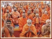 Sadhus during the evening assembly