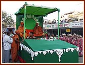 Senior sadhus gracing the procession from different floats