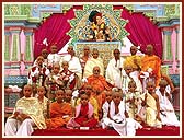 Swamishri blessed more than 20 children and youths at their sacred thread ceremony, which was held parallely with the mass marriage