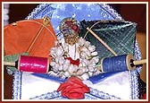 Lord Harikrishna Maharaj on the festival day of Joli and kite flying