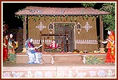 The festival stage depicts the birth of Ghanshyam Maharaj in the village of Chhapiya