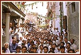 The narrow alley of Ambli Vali Pol was packed with a throng of fervent devotees