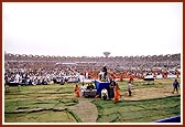 More than 40,000 devotees had assembled at the giant Sardar Patel Stadium