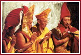 The delegation of Buddist monks from H.H. Dalai Lama recite a prayer