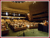 Swamishri, representing the Hindu faith, during the inaugural session at the Millennium World Peace Summit in the United Nations