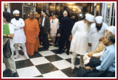 Spiritual leaders and delegates in the lobby of The Waldorf - Astoria Hotel