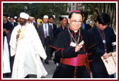 Spiritual  leaders and delegates of various faiths from around the world arrive at the UN building for the Summit