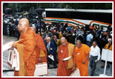 A delegation of Buddhist monks arriving for the Peace Summit at the UN
