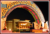 New Swaminarayan Haveli, Chicago, as viewed through the Swan Gate