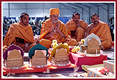 Swamishri prays to Lord Harikrishna Maharaj during the World Peace Yagna
