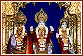The newly consecrated murtis of Lord Harikrishna Maharaj and Shri Laxminarayan Dev