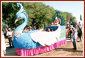 The murtis of deities were paraded in beautifully decorated floats on the streets of Anand