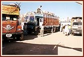 Truck arrives at BAPS Bhuj Base Camp 