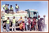 Essentials being distributed by volunteers and sadhus in various villages