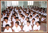 Students during the distribution