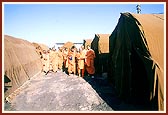 A temporary Primary School set up by the BAPS in the tin-tent city