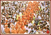 Sadhus take part in the Nagar Yatra