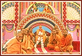 Swamishri is garlanded by sadhus working for social and spiritual upliftment in south Gujarat