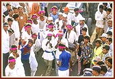 The Nagar Yatra is welcomed with folk dances and traditional musical instruments