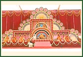 The ornately decorated stage for the assembly