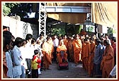 Swamishri going towards the kitchen