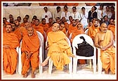 Sadhus doing darshan during puja