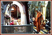 Pujya Siddheshwar Swami performs the mangala arti in Akshar Deri on New Year's day