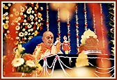Swamishri saying the rosary in puja