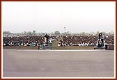 A stage view of the audience gathered for the main evening celebration