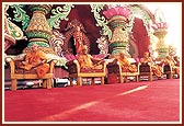 Senior sadhus seated on stage