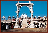 A view of Gadhada Mandir through the newly constructed gateway