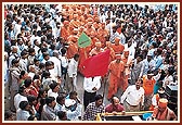 Sadhus of BAPS walking in the procession