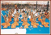 The newly-initiated sadhus during the diksha ceremony