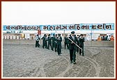 Youths of the Akshar Marching Band, Nadiad, perform in the Swaminarayan Nagar