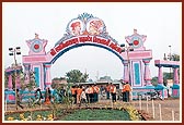 The main entrance gate to the festival grounds of 'Swaminarayan Nagar'