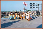 Youths perform a traditional welcome-dance