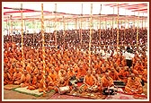 Sadhus devotionally sing bhajans during the Fuldol Festival