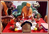  Swamishri engaged in Chopada pujan ritual 