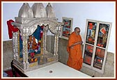 Swamishri doing pradakshina in Shastriji Maharaj's room