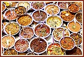  Varieties of food items offered to the deities in each of three shrines of the main mandir