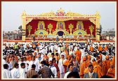 Devotees take thier seats prior to the start of the celebration program