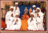 Newly initiated parshads with Swamishri