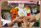 Devotees perform yagna rituals