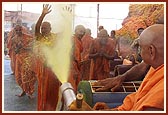 Swamishri 'colors' the senior sadhus