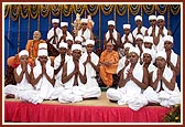 Twenty-two initiated parshads with Swamishri