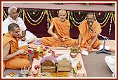 Rituals being performed for the bhagwati and parshad dikshas