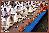 Rituals being performed for the bhagwati and parshad dikshas